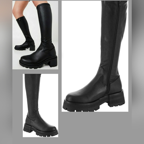 New Steve Madden Whimsigoth Grunge Platform Gothic Knee-High Lug Sole Boots - Picture 1 of 2